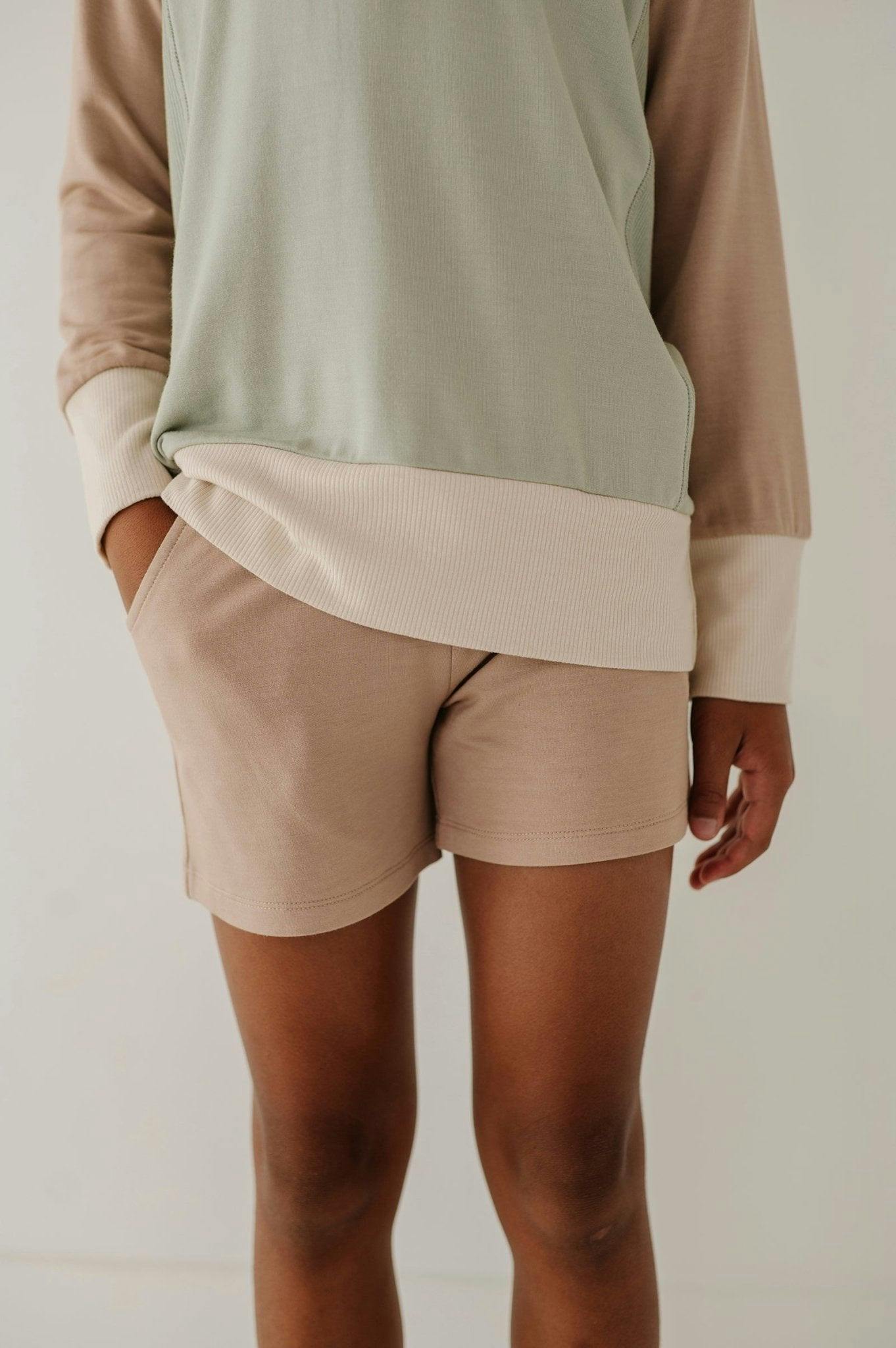 Boys Terry Sweatshorts in Taupe