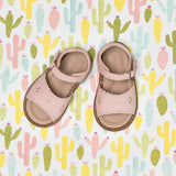 Toddler Classic Scallop Sandal | Pink Leather
