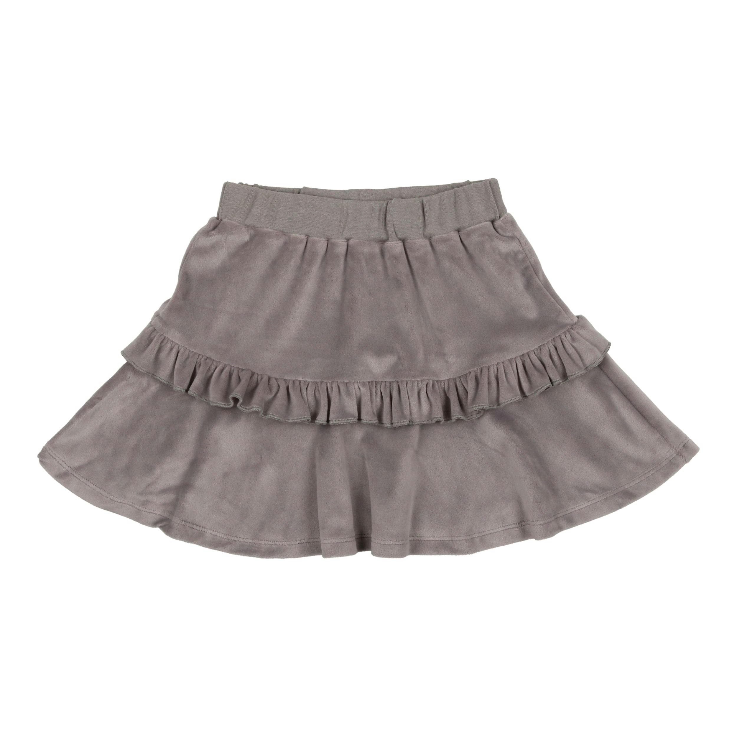 Velour Tired Ruffle A-Line Short Skirt
