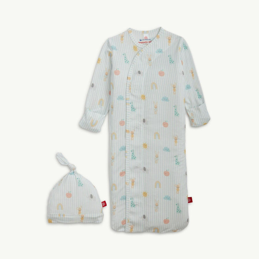Lullaby Sky Bl Modal Magnetic Gown + Hat Set