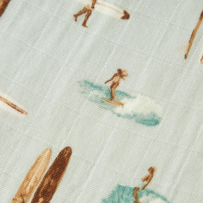 Vintage Surf Bamboo Muslin Two-Piece Burp Cloth Set