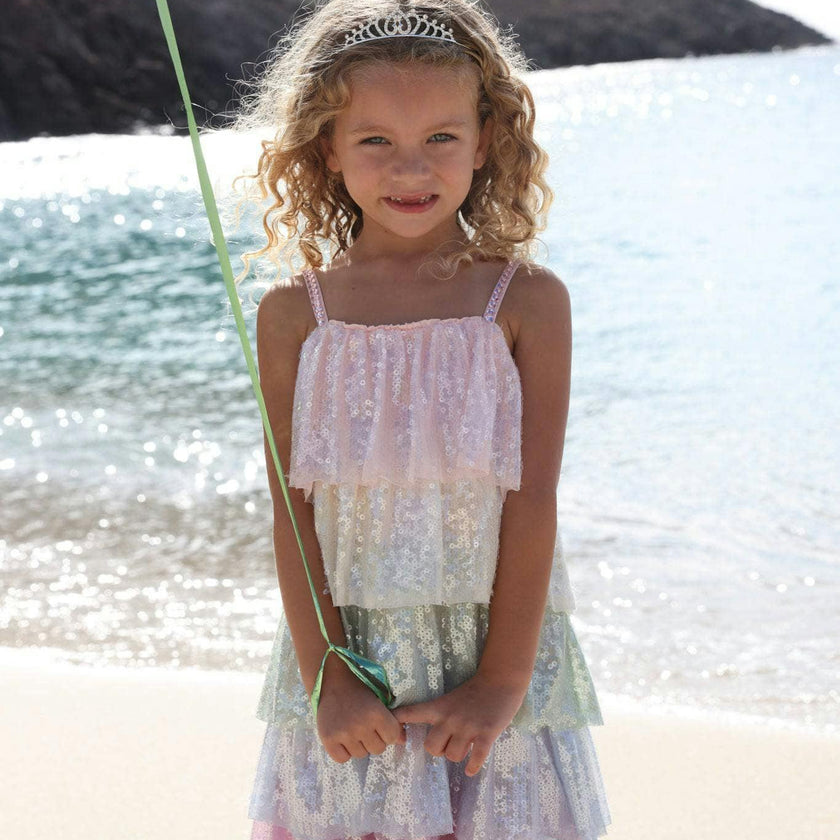 Rainbow Sequin Tiered Dress