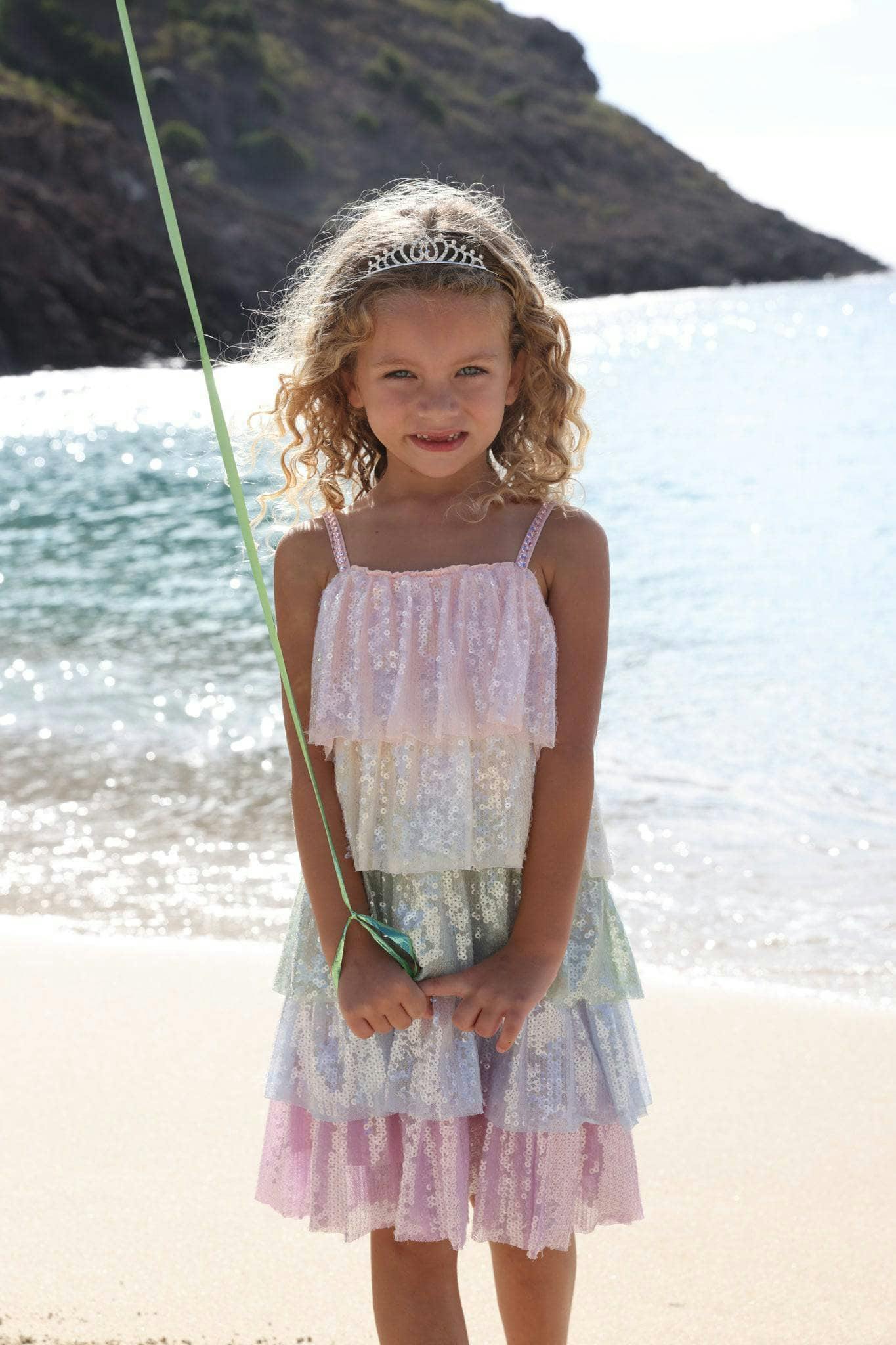 Rainbow Sequin Tiered Dress
