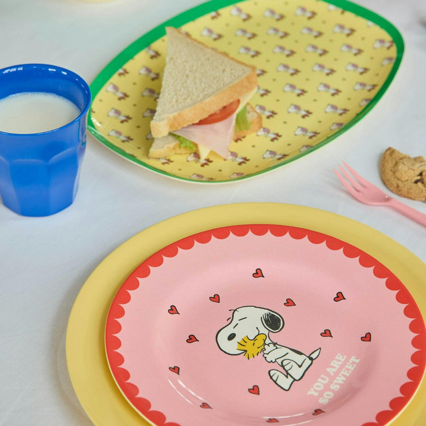 Rectangular Plate with Snoopy Print - Yellow -