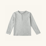 Boys' Long Sleeve Henley in Heather Gray