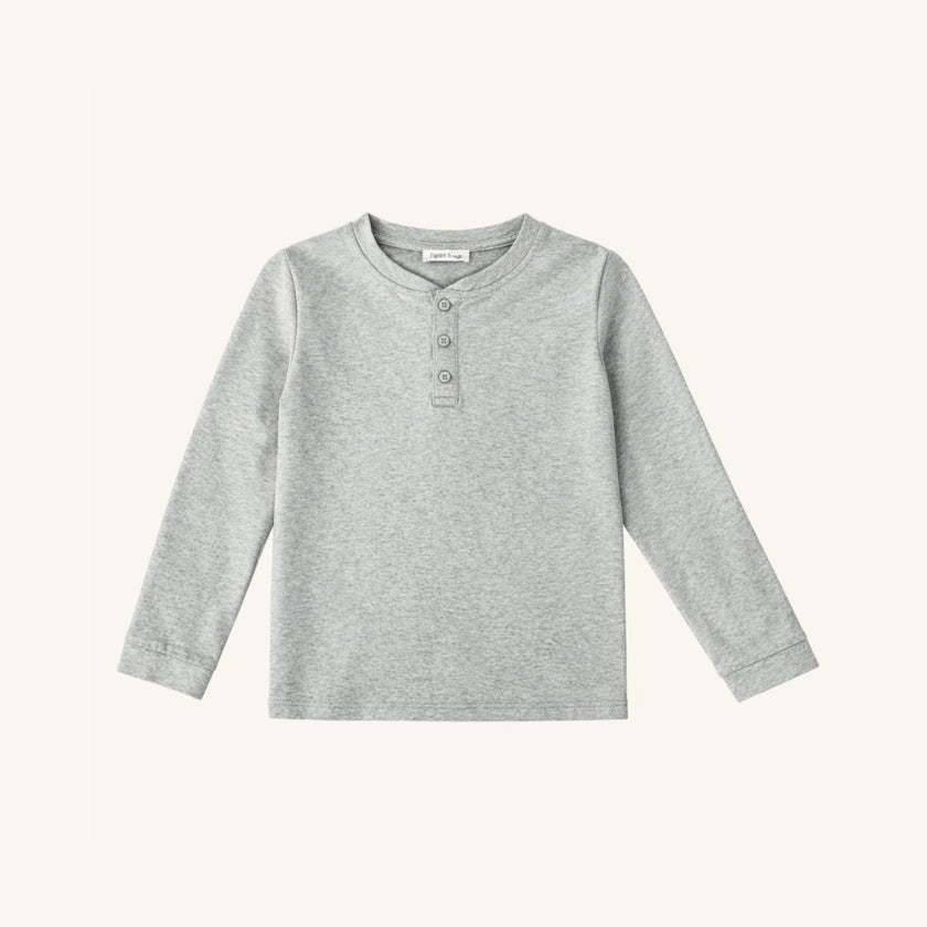 Boys' Long Sleeve Henley in Heather Gray