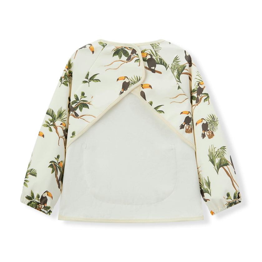 White Long Sleeve Pocket Bib