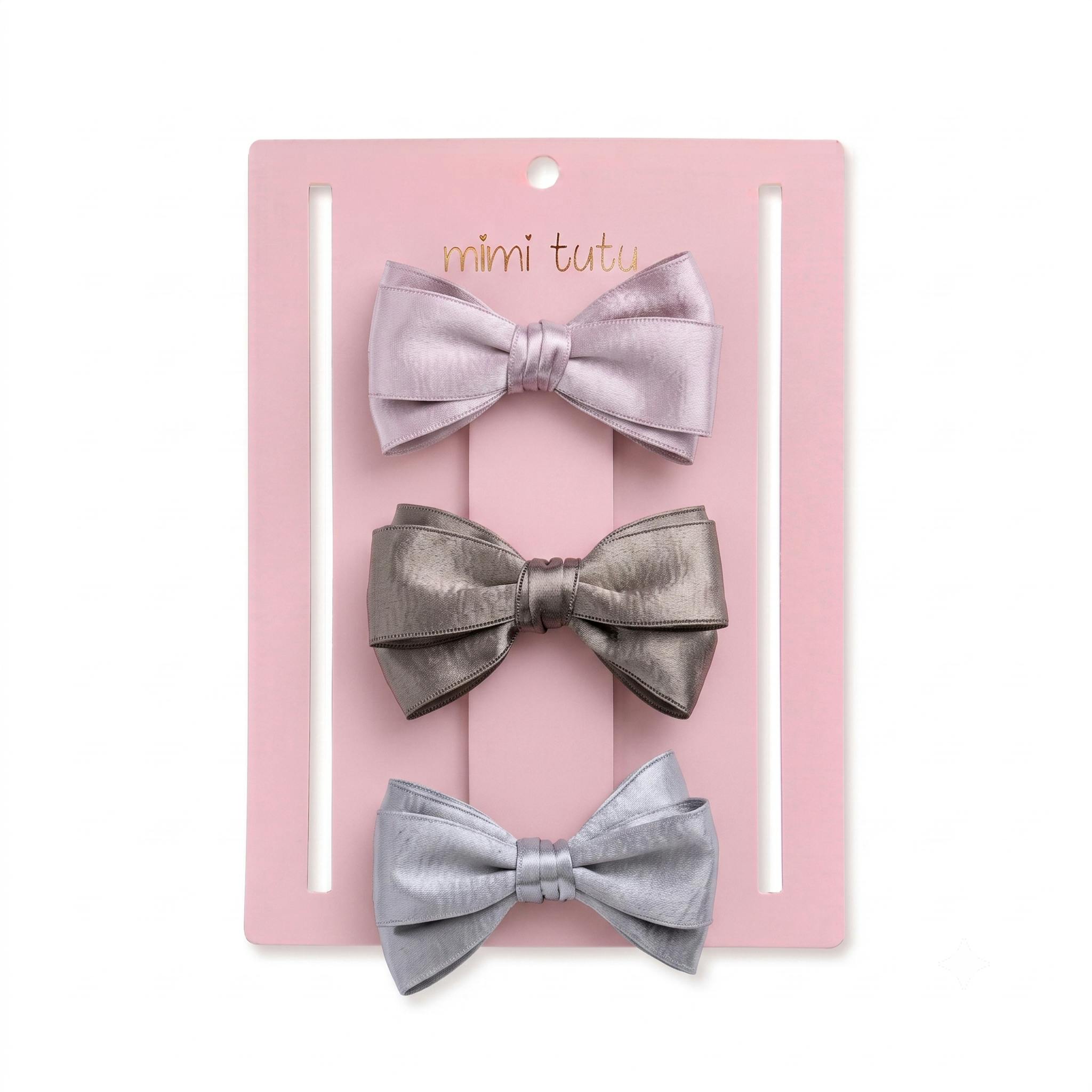 Multicolor Classic Satin Bow Hair Clip Set