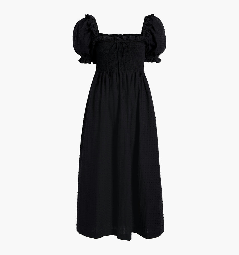 The Scarlett Nap Dress - Black Textured Clip Dot