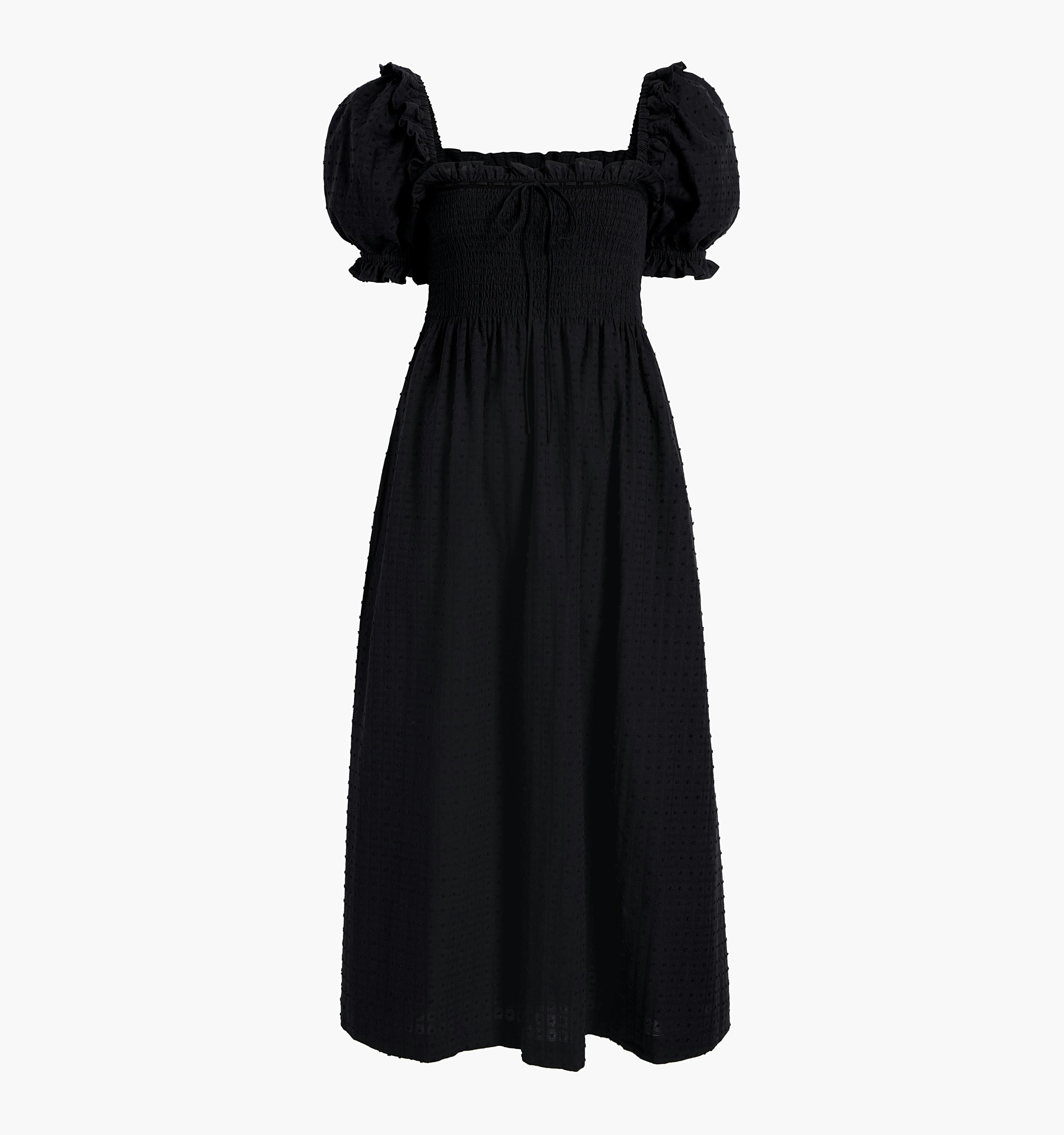 The Scarlett Nap Dress - Black Textured Clip Dot