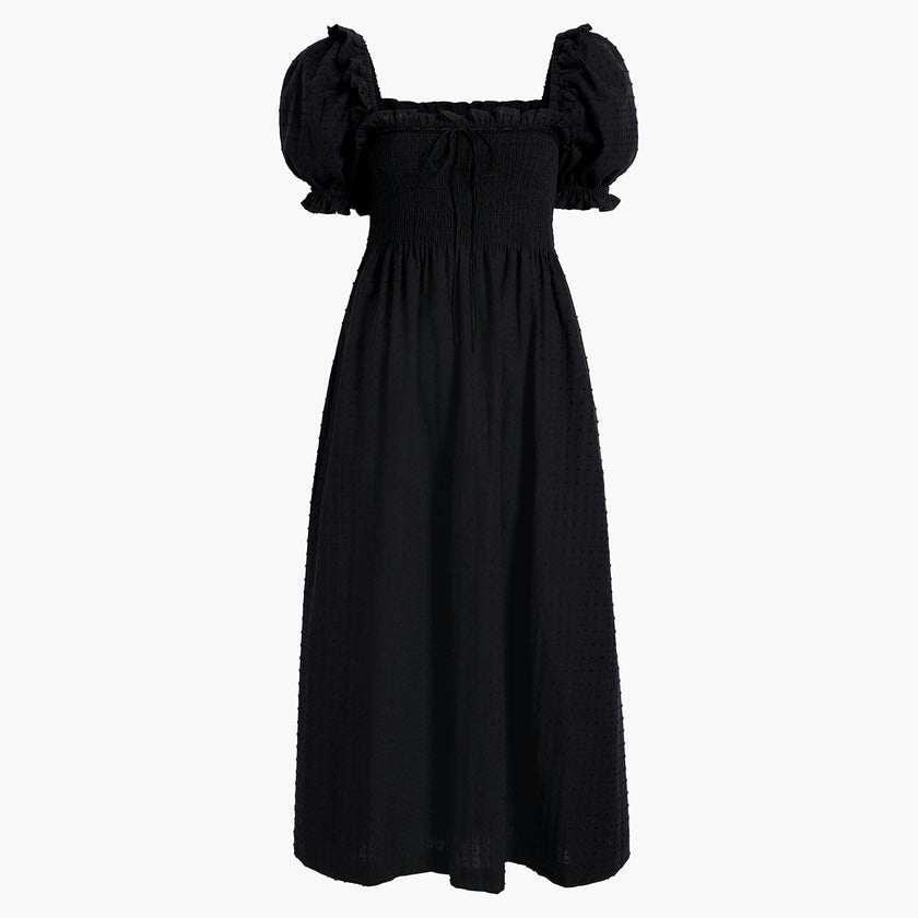 The Scarlett Nap Dress - Black Textured Clip Dot