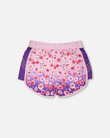 Athletic Shorts In Recycled Polyester Mauve Floral Gradient