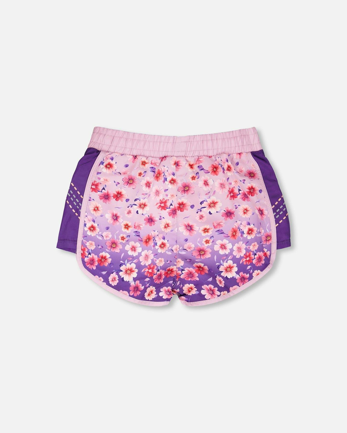 Athletic Shorts In Recycled Polyester Mauve Floral Gradient