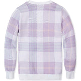 Organic Long Sleeve V-Neck Intarsia Sweater, Purple