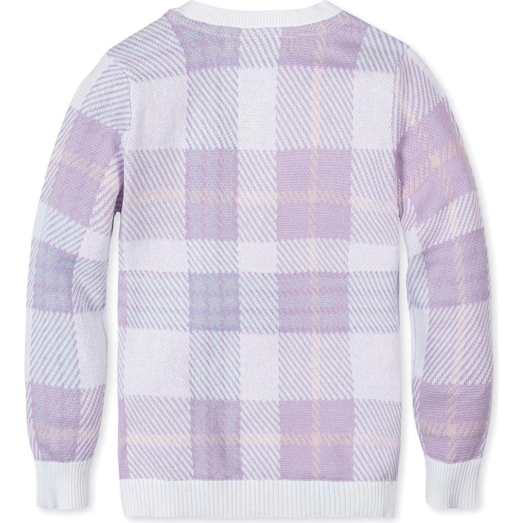 Organic Long Sleeve V-Neck Intarsia Sweater, Purple