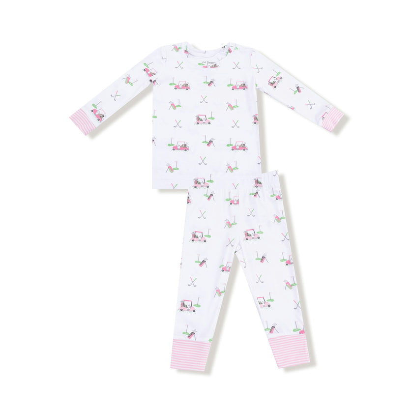 Baby Golf Carts - Pink - Long Sleeve Loungewear Set