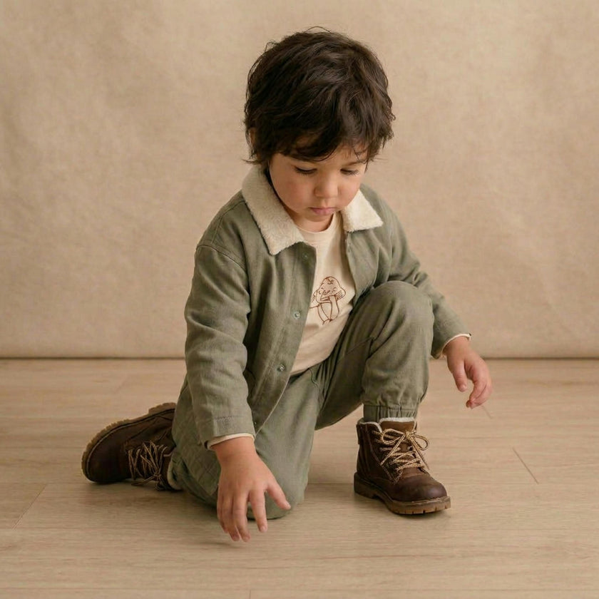 Organic Twill Button Jacket - Olive