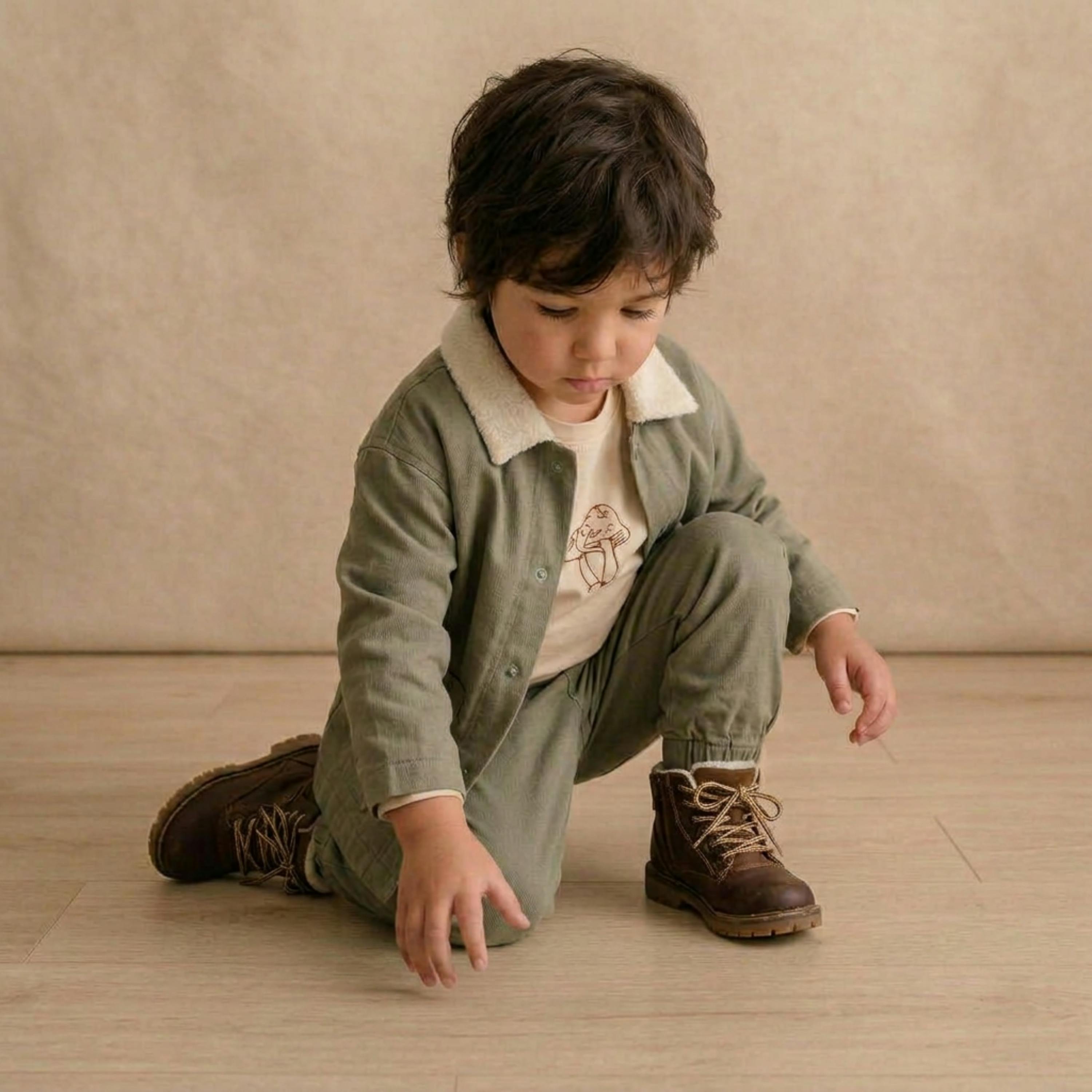 Organic Twill Button Jacket - Olive