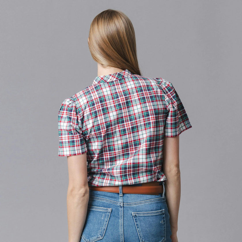 Organic Puff Sleeve Bow Neck Top