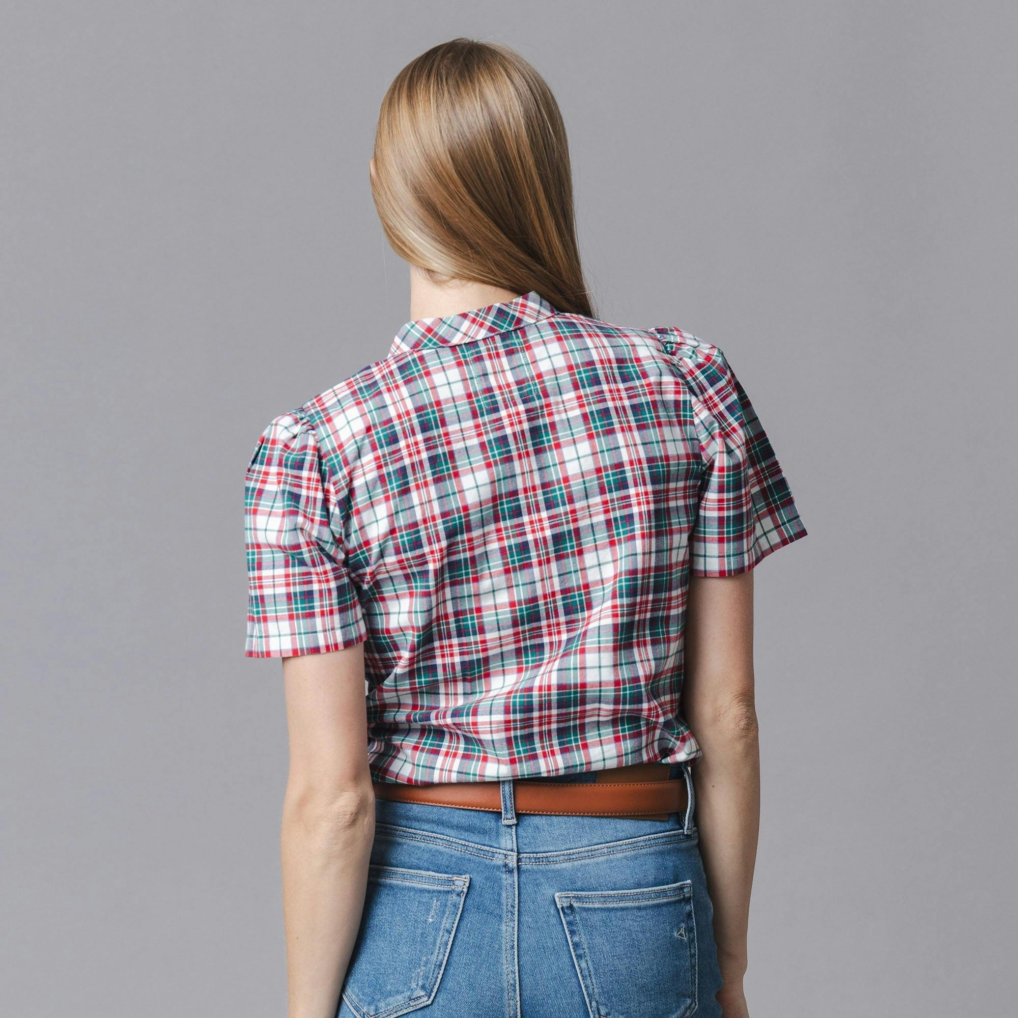 Organic Puff Sleeve Bow Neck Top