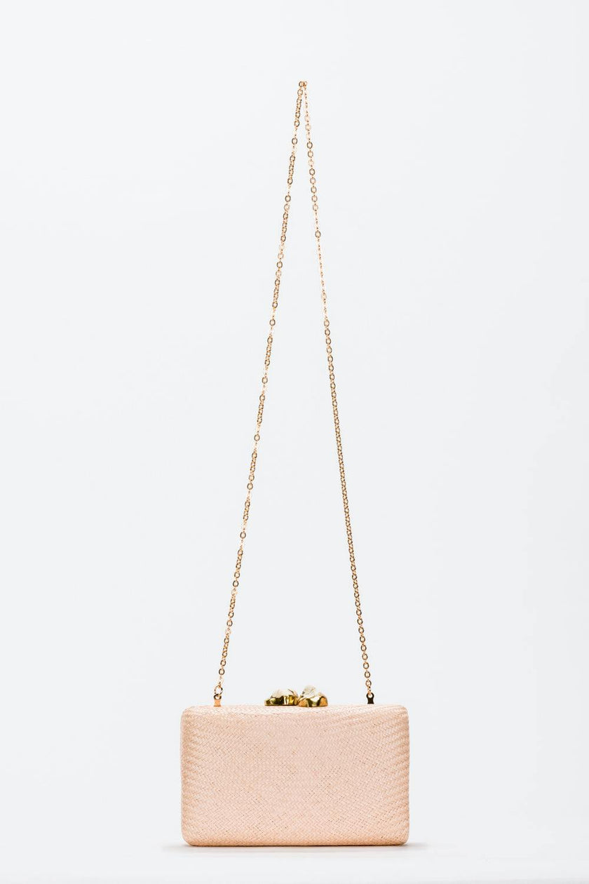 Women's Jen Straw White Stone Clutch Bag