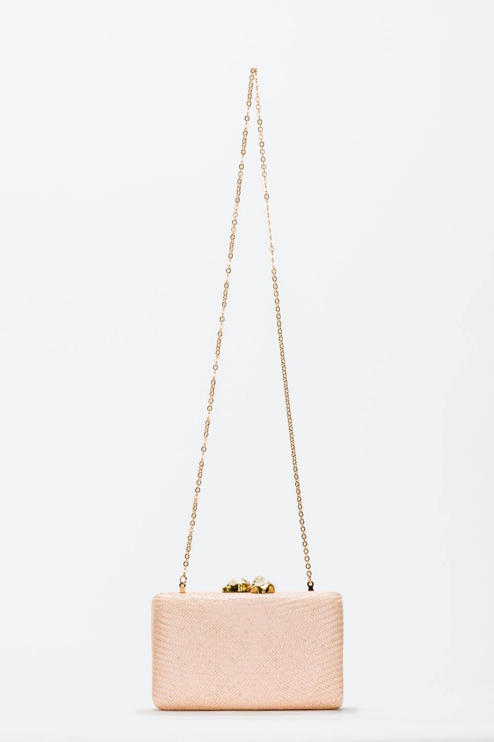Women's Jen Straw White Stone Clutch Bag