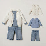 3-Piece Hooded Knit Cardigan, Henley Shirt & Denim Pant Set