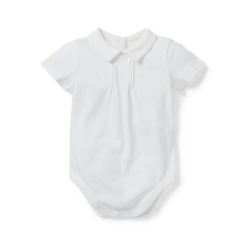 Baby Pintuck Bodysuit, white