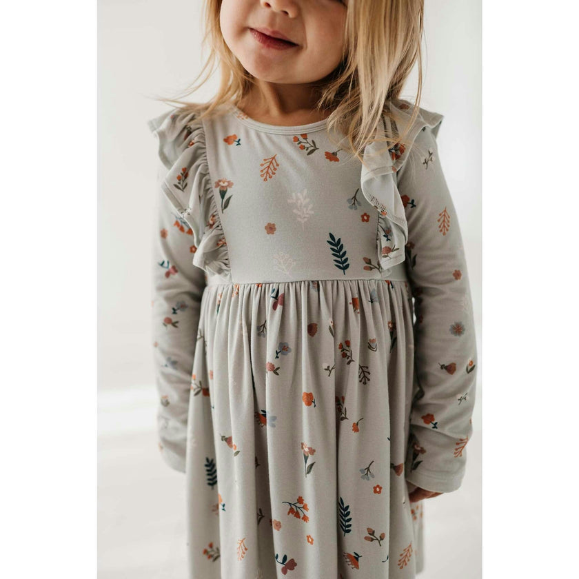 Girl's Long Sleeve Ruffle Dress