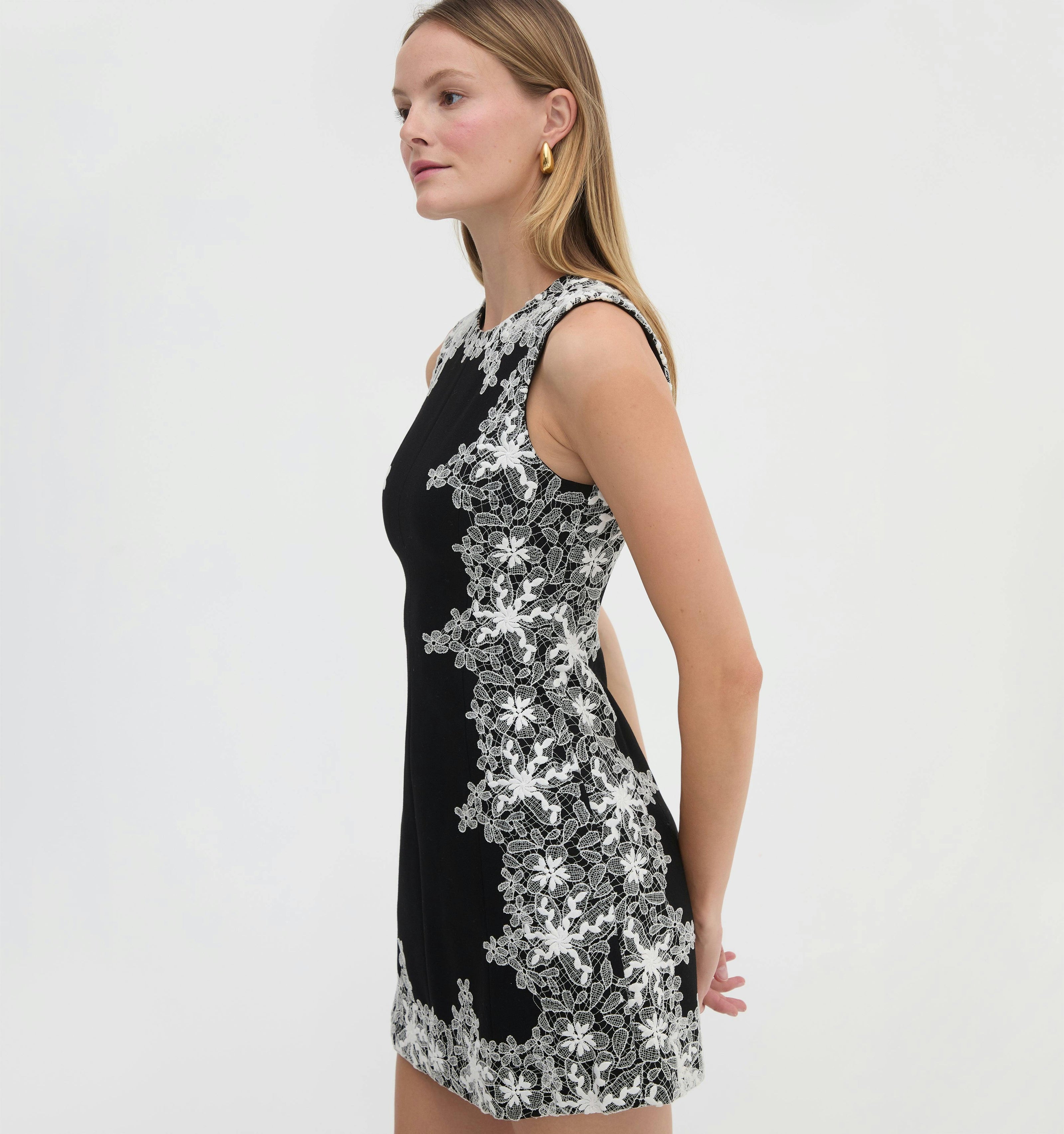 The Rue Dress - Black with Ivory Lace