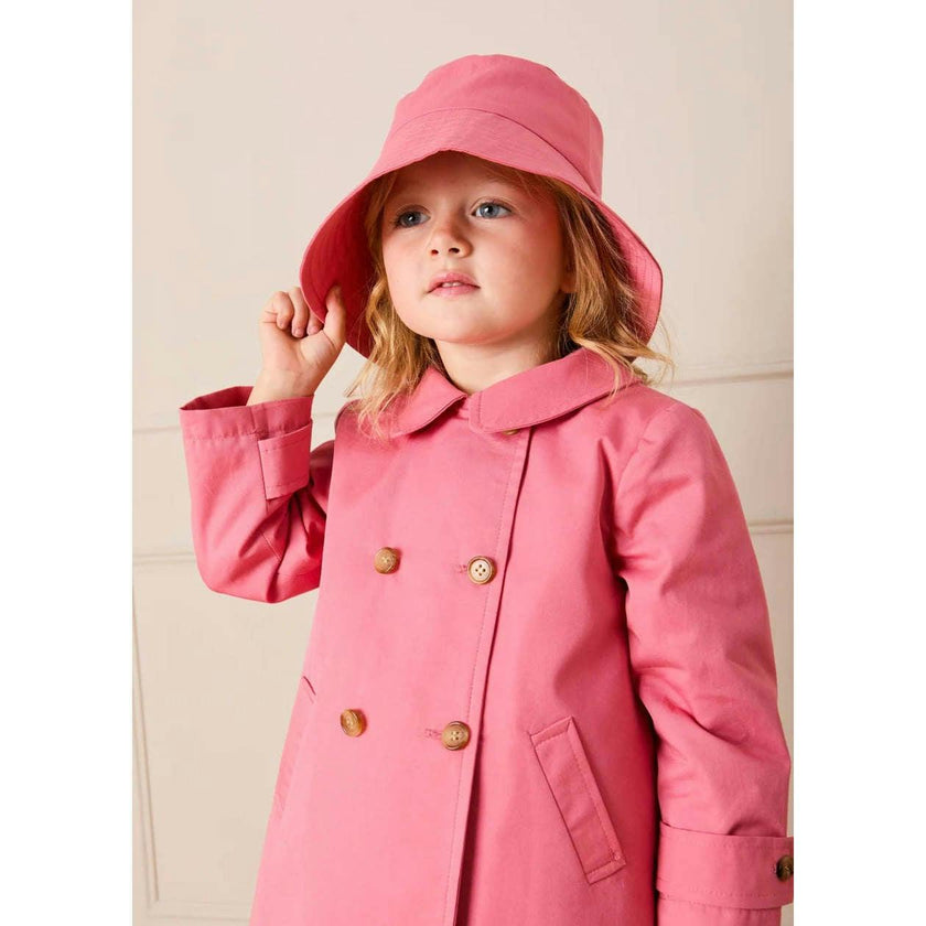 Double Breasted Margaret Floral Lined Rain Coat in Raspberry (18mths-12yrs)