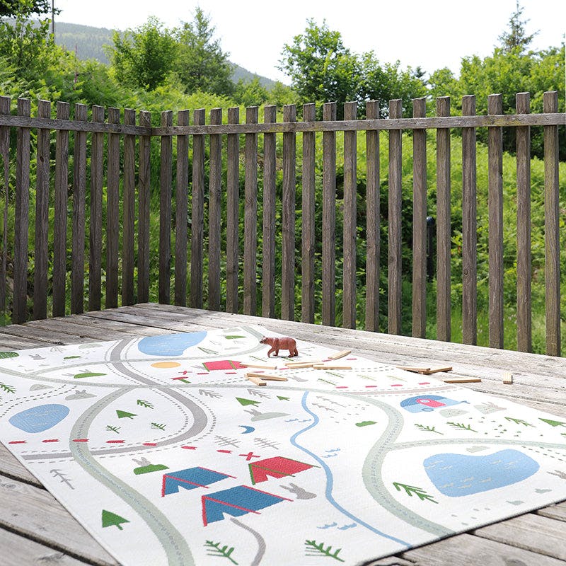 Flat Woven Graphic Print Rectangular Play Rug