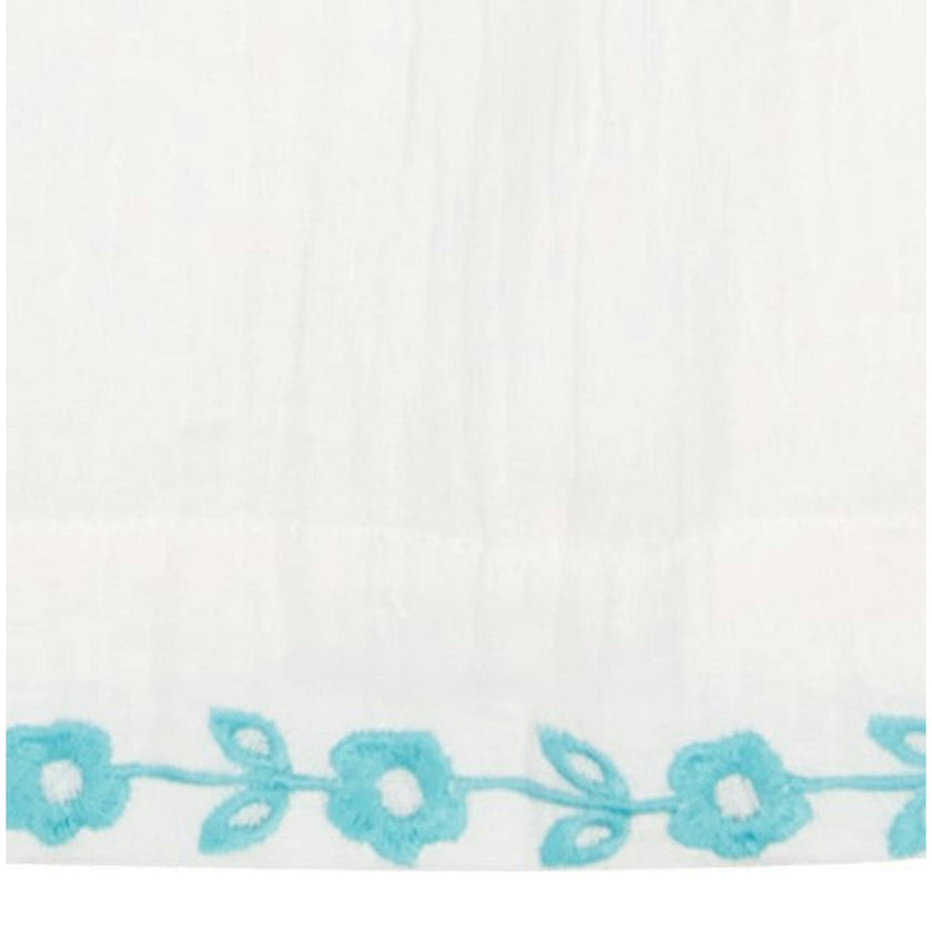Mini Sandrine Womens Dress Aqua Floral Embroidery, Aqua Floral Embroidery
