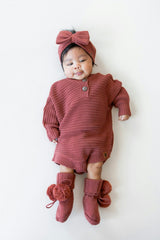 Chunky Knit Romper in Ember