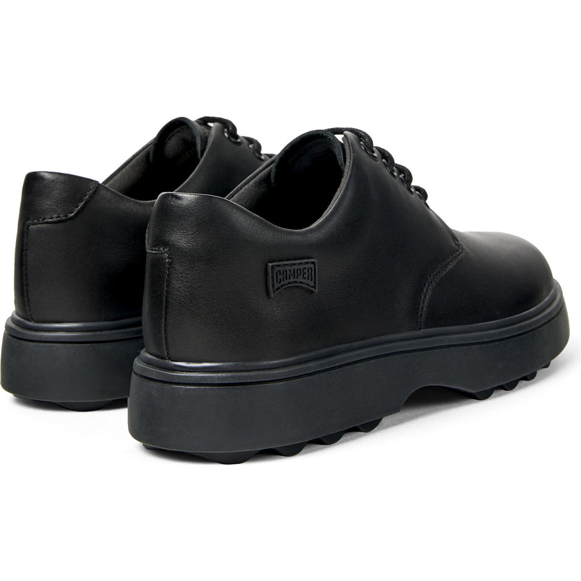 Kids Norte Leather Lace-Up Shoes, Black