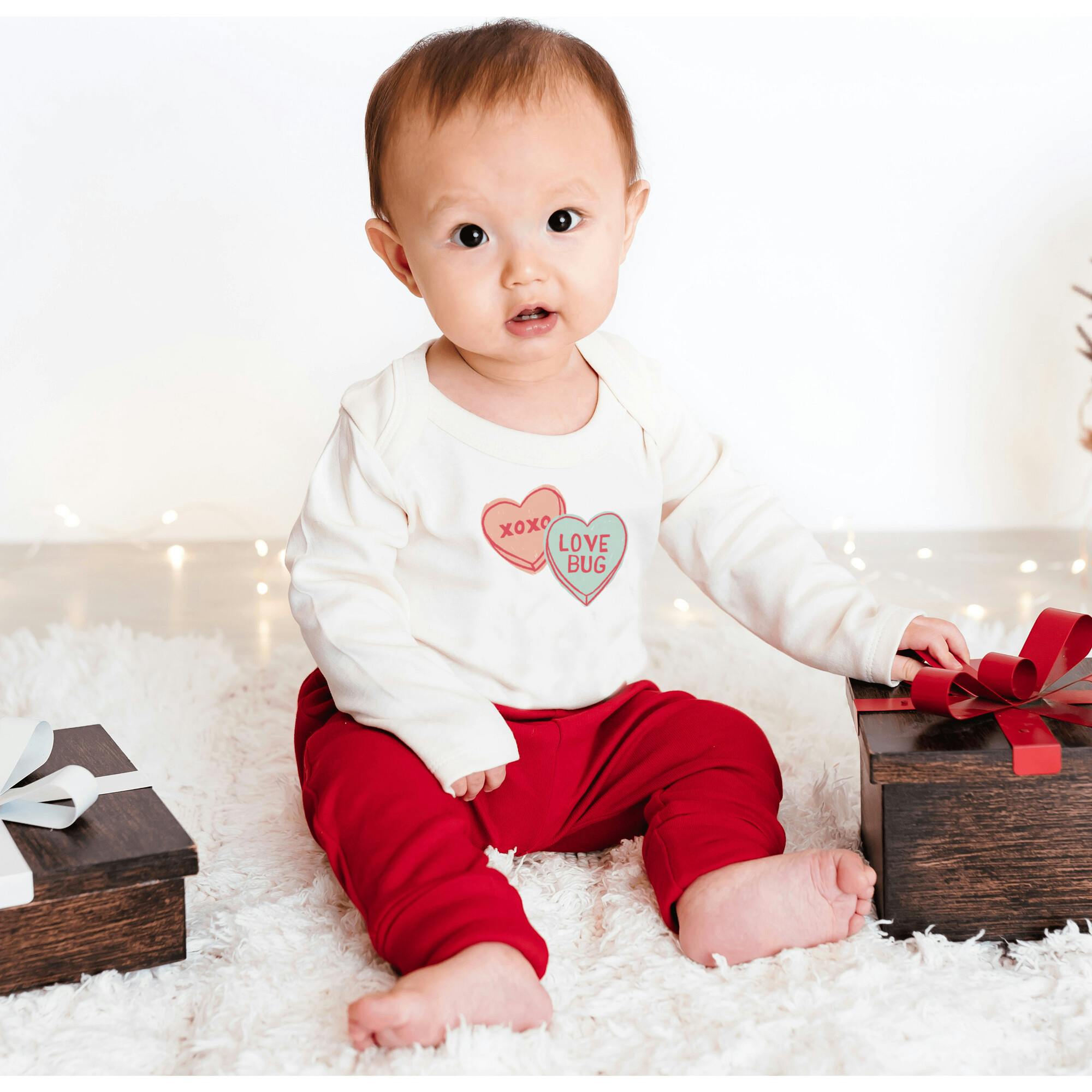 long sleeve graphic bodysuit | candy hearts
