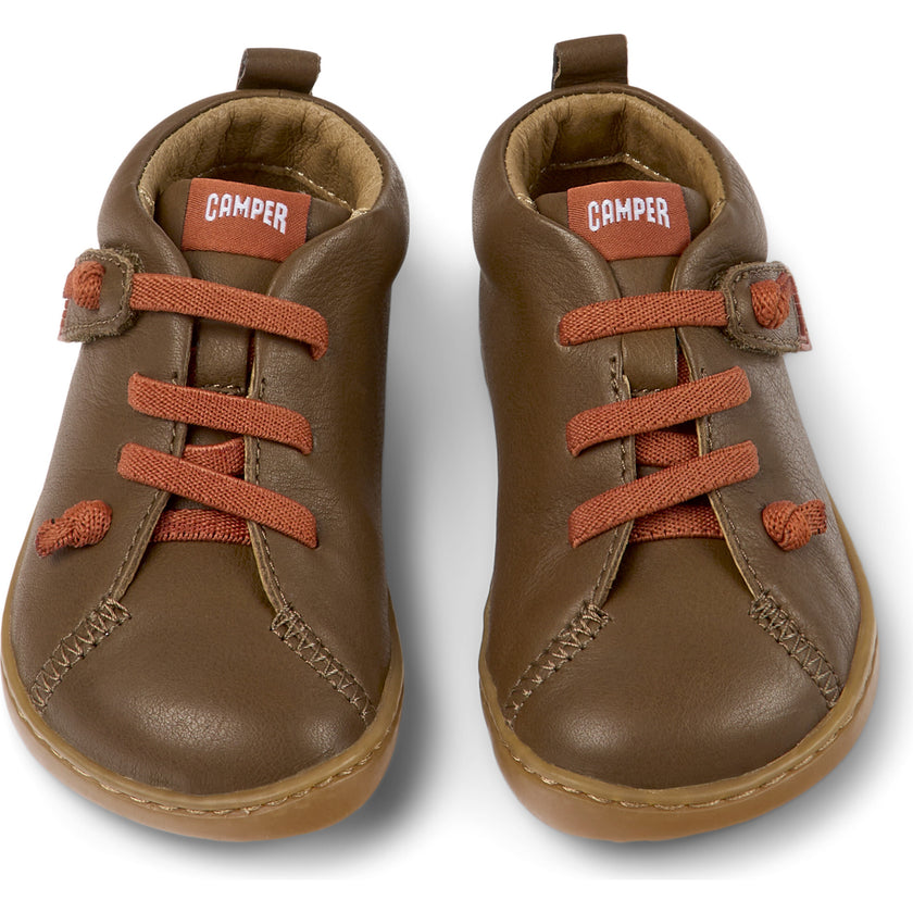 Peu Cami Hook-N-Loop Closure Leather Shoes, Brown