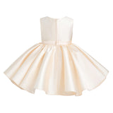 Champagne Sabina Satin Flared Dress with Side Bow