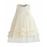 Cream Genevieve Pleated Tulle Dress