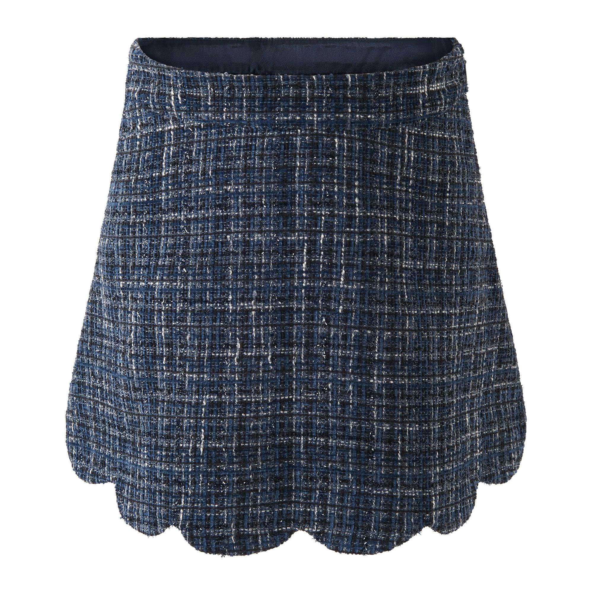 Navy Tweed Skirt Set