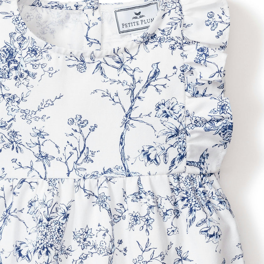 Baby's Twill Ruffled Romper in Timeless Toile