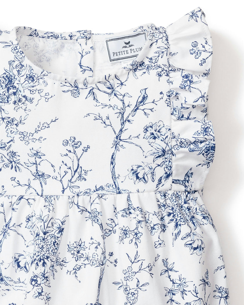 Baby's Twill Ruffled Romper in Timeless Toile