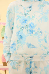 Kian Hooded Sweatshirt in Blue Aquarelle Fleur