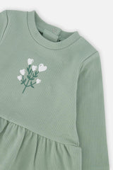 Organic Cotton Peplum Tunic And Legging Set Green And Beige Heart Print