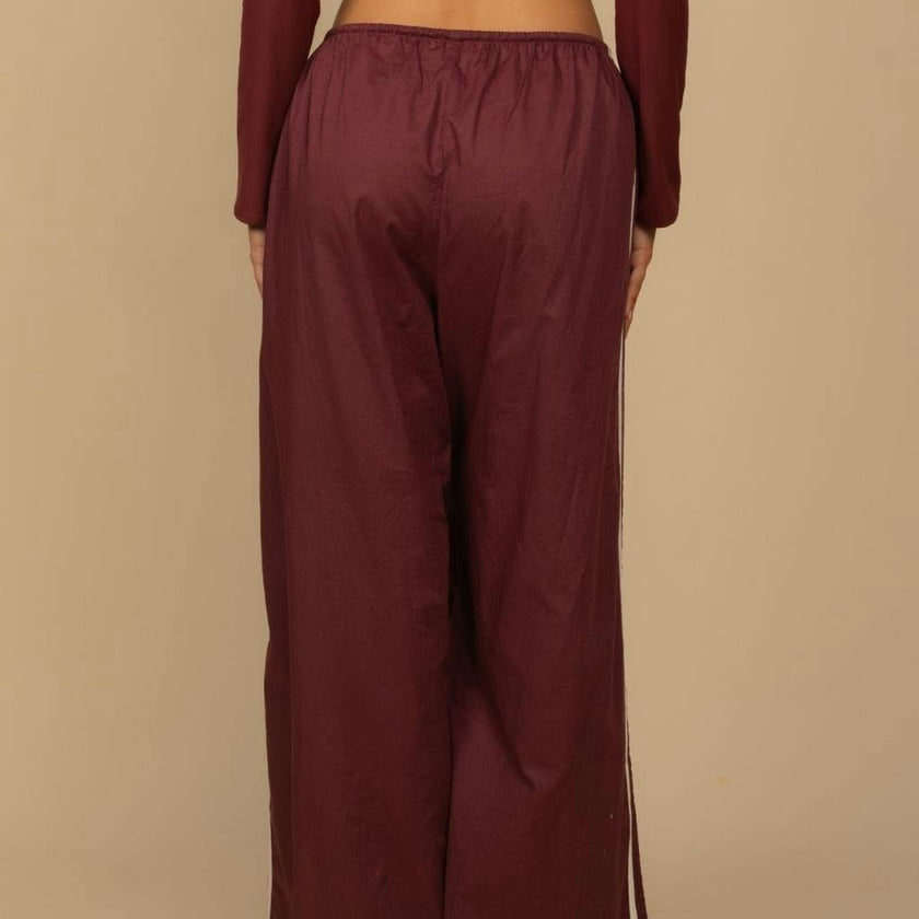 Sporty Drawstring Wide-Leg Pant