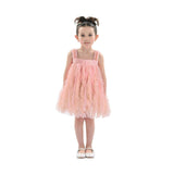 Pink Sleeveless Ruffle Layered Dress