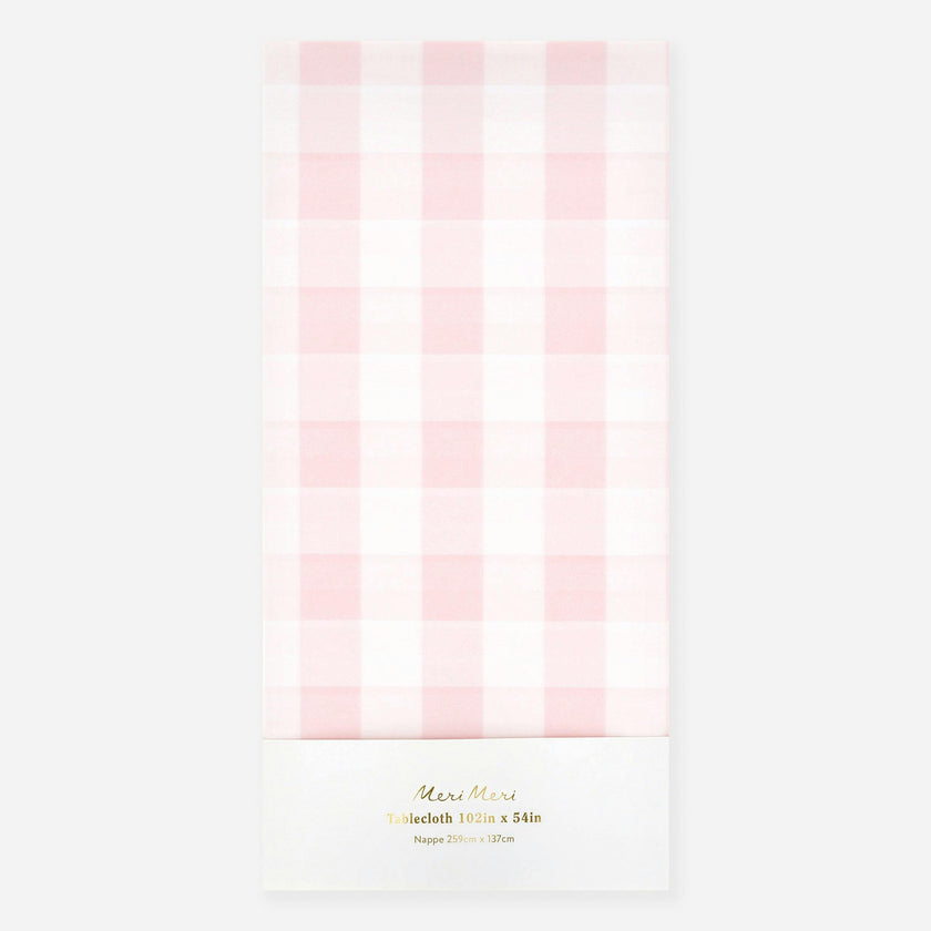Pink Gingham Paper Tablecloth