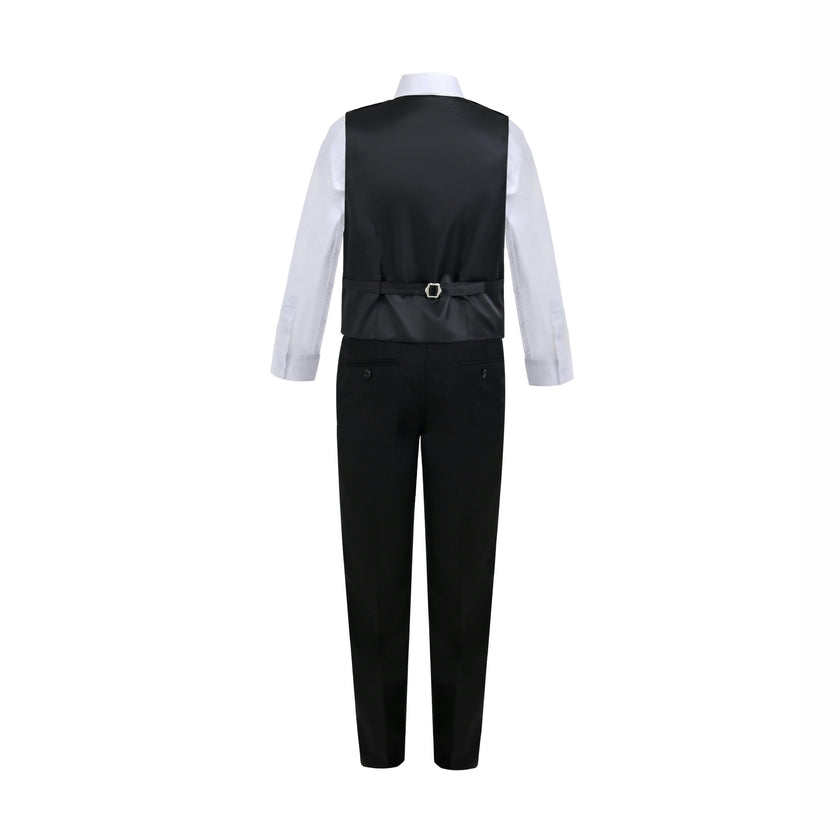 Black Serge Formal Vest & Bow Tie Suit Set