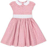 Organic Short Sleeve Sateen Dress with Peter Pan Collar, Pink