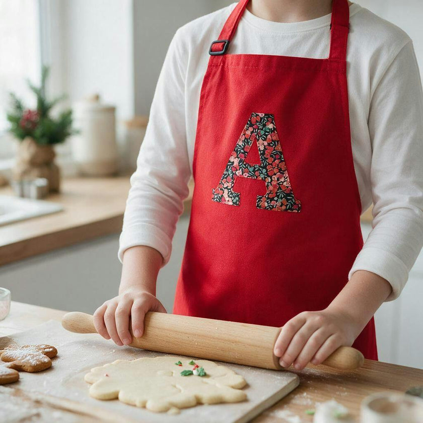 Liberty of London Christmas personalised children's apron in red